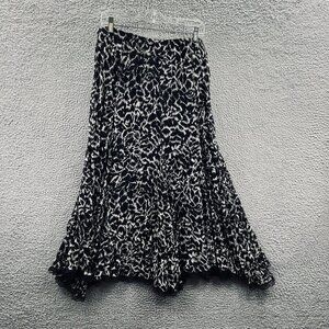 Rafael Womens XL Black White Animal Print Lace Hem A Line Skirt Mob Wife Style